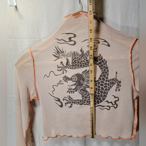 Oriental Dragon Turtle Neck Shirt Sheer & unique Ready for a day out or a party. - Picture 6 of 9